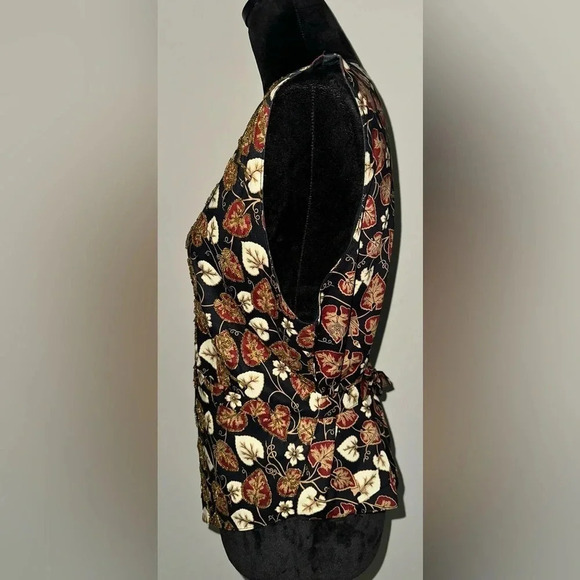 Halsey Collection Black Beaded Autumn Leaf Vest Size L - NWT - Picture 5 of 9